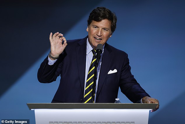 Carlson's visit is part of a national tour featuring conservative guests including Donald Trump Jr., Glenn Beck and Marjorie Taylor Greene.