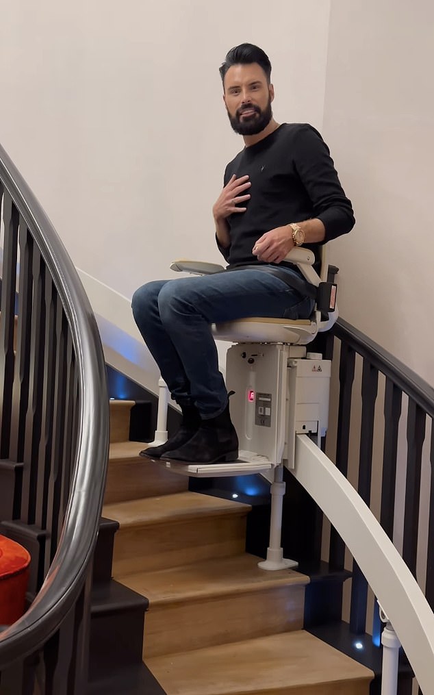 Shortly after the device was installed last year, family friend and TV presenter Rylan Clark visited the now-estranged couple's home and posted a video of himself climbing the stairs.