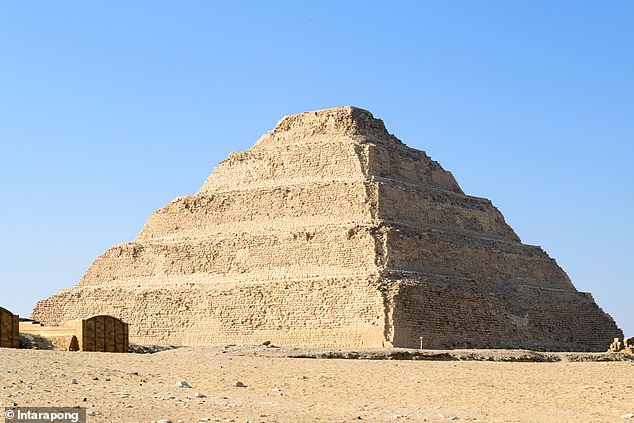 The Step Pyramid of Djoser is 200 feet tall (60 m) and is believed to be the first pyramid in Egypt.