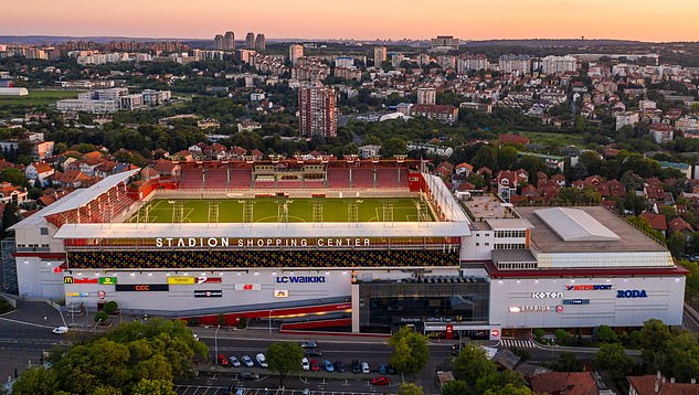 The stadium of the Belgrade team FK Vozdovac is located on the roof of the Stadion shopping centre