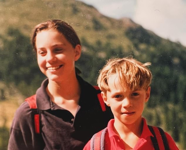 James Middleton pictured with his older sister, the Princess of Wales, on a family holiday when they were children.