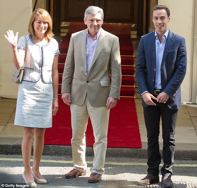 Pictured: James Middleton with his parents Michael and Carole ahead of the royal wedding in April 2011