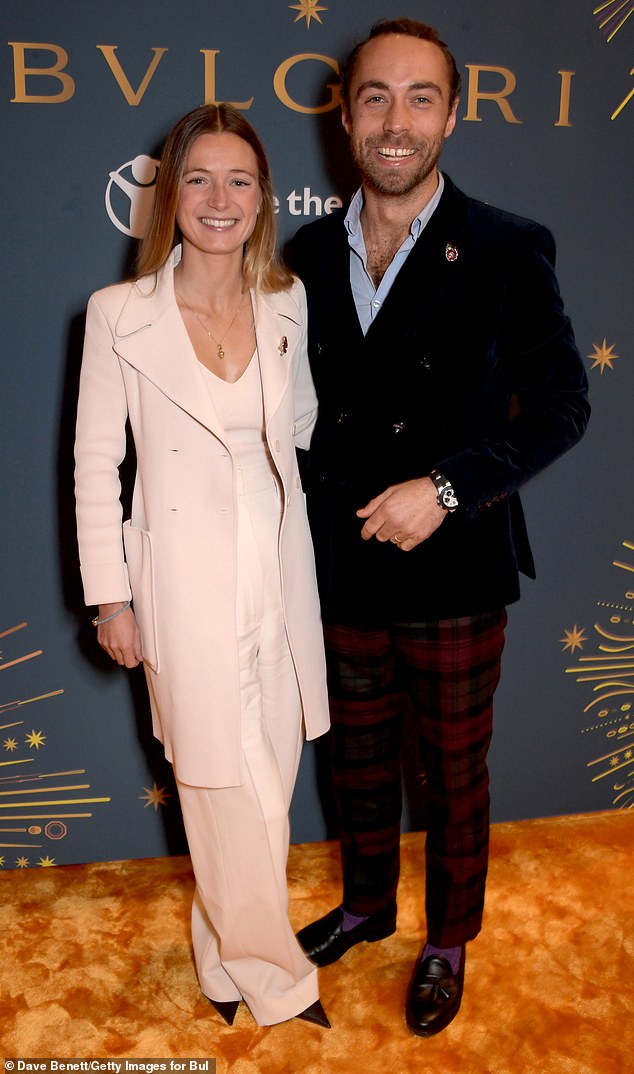 Pictured: James Middleton with his wife Alizee Thevenet in November 2021. The couple recently welcomed a son named Inigo.