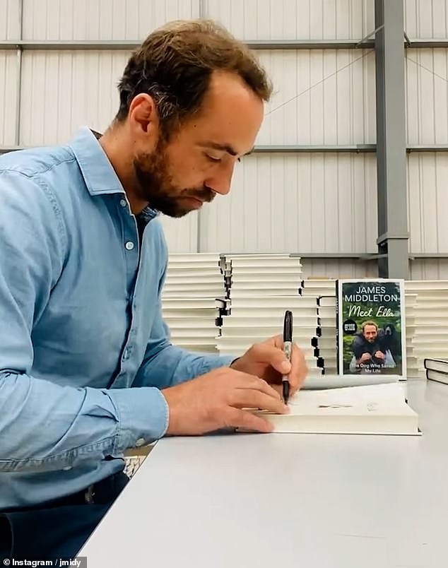 Pictured: James Middleton signing copies of his memoir Meet Ella: The Dog Who Saved My Life