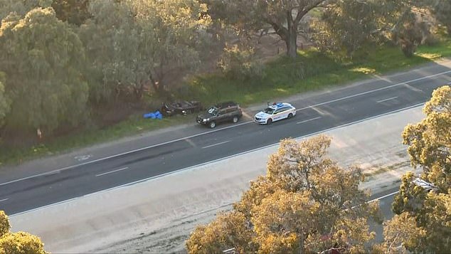 The car veered off the motorway before overturning and hitting a tree at around 1.40am last Thursday. The scene of the accident is pictured here.