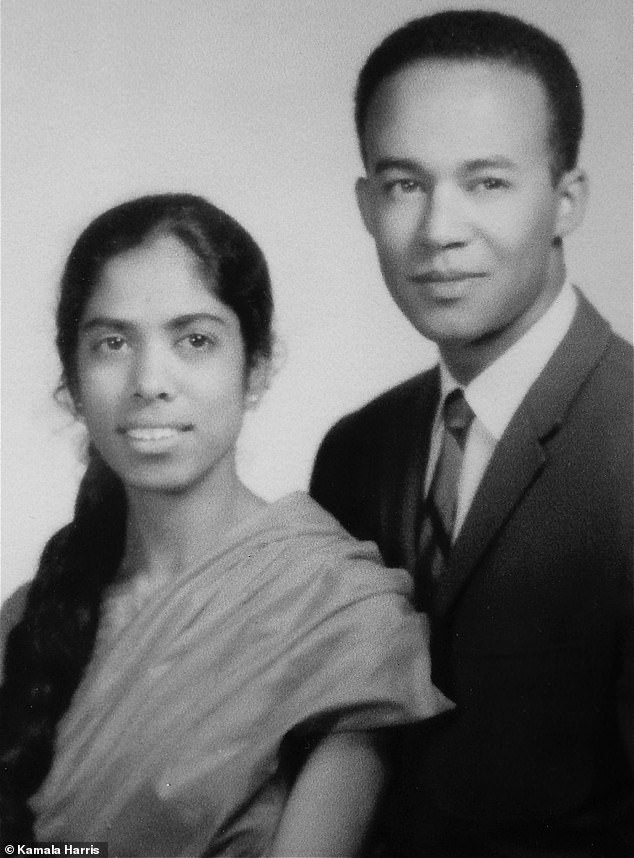 Harris is the son of Shyamala Gopalan, an Indian cancer researcher, and Donald Harris, a black economics professor from Jamaica (pictured together in the 1960s).