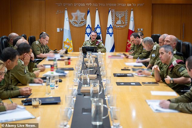 Israel's military chief Herzi Halevi (center) attends a meeting at the IDF headquarters in Tel Aviv, Israel, as an Israeli military operation takes place in Beirut, Lebanon, September 20, 2024.