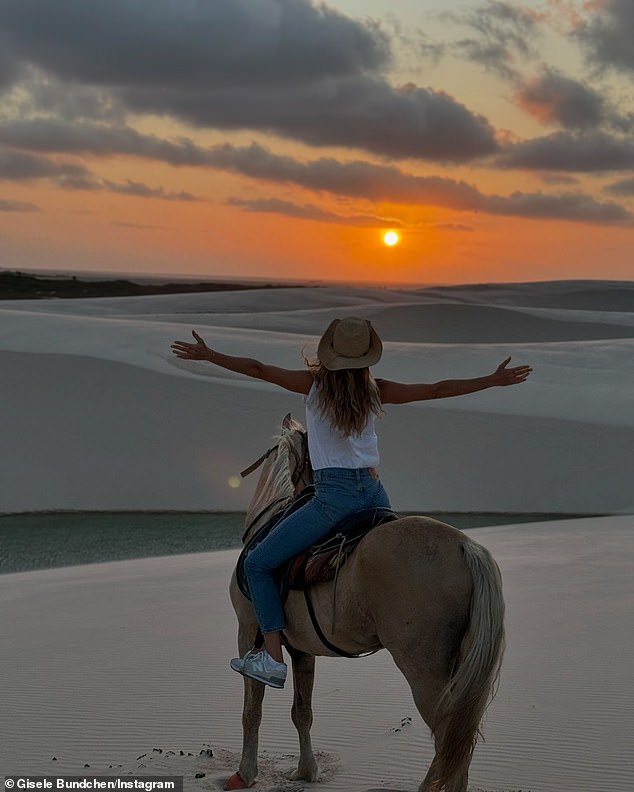 Gisele took a helicopter from the nearby São Luís-Marechal Cunha Machado International Airport to the 380,000-acre national park, located in the state of Maranhão.