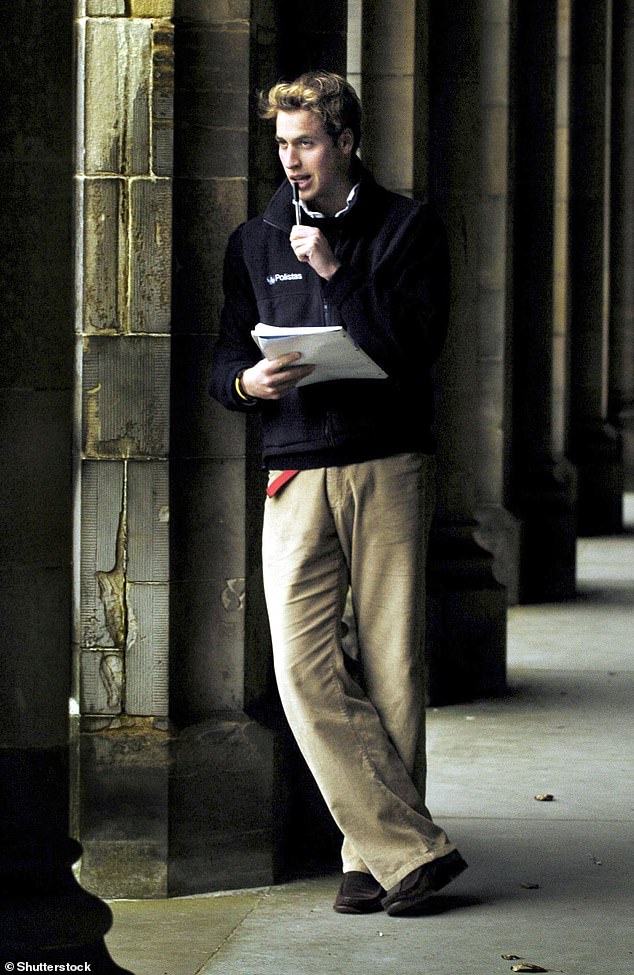 Prince William at St. Salvator's, his first-year college residence, in November 2004