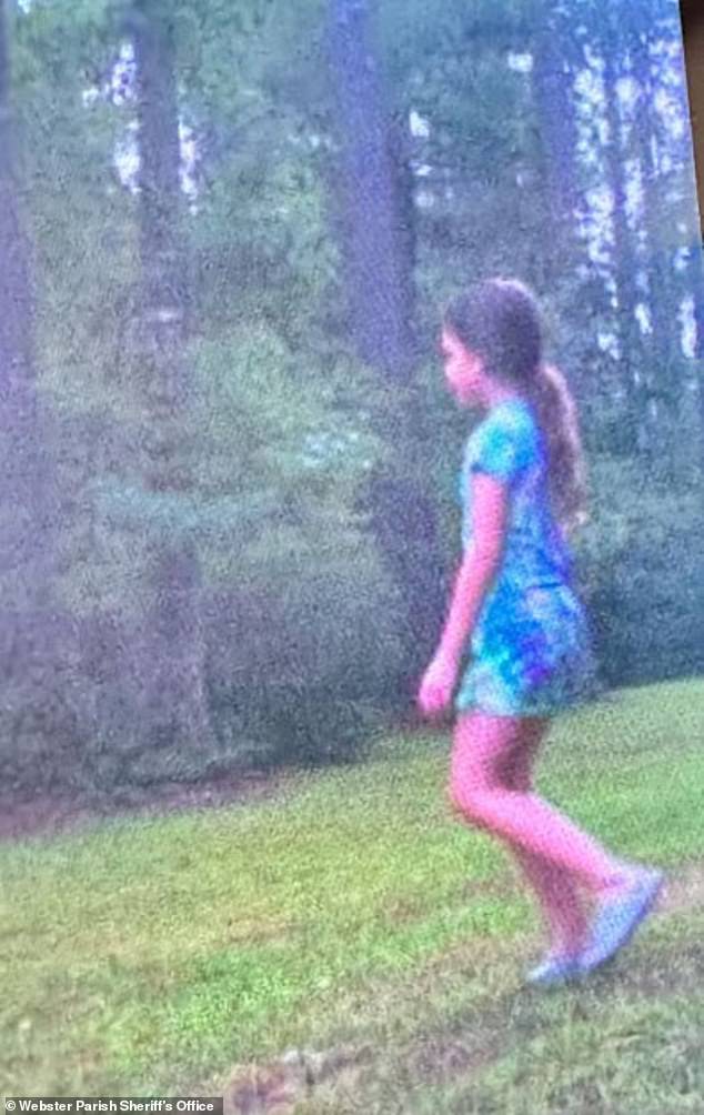 She went missing from her home in Dubberly and was last seen at bedtime on September 14 and was caught on a trail camera (pictured) the following day.