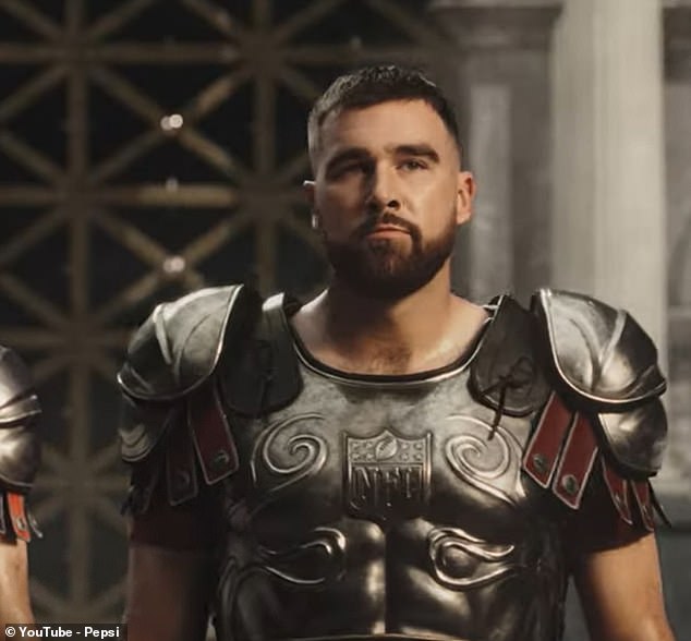 Kelce recently dressed as a Roman gladiator in the latest campaign for Pepsi and the NFL.