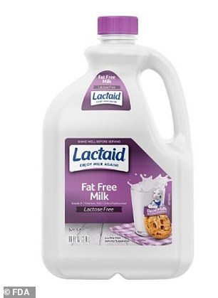 Lactaid nonfat milk (above) is among the products included in the recall.