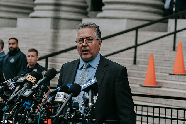 Comb's attorney, Marc Agnifilo, speaks to reporters outside federal court after a bond hearing for Combs in New York last week.