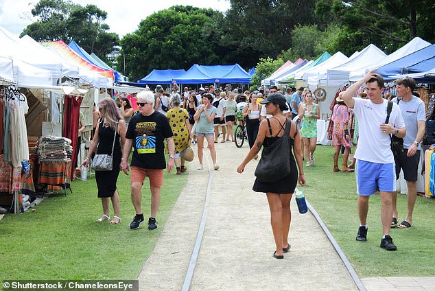 More than two million Australian and international tourists flock to the Byron Bay region each year and their money supports local employment (pictured, Byron Bay Regional Markets)