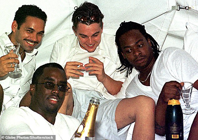 Combs revealed in a 2018 interview with Vogue that Titanic actor Leo was his favorite party guest (pictured at a white Fourth of July party in 1998).