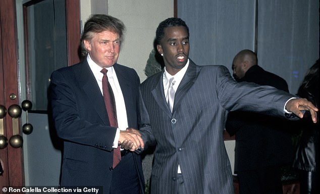 Trump and Diddy photographed holding hands at the grand opening of the rapper's restaurant