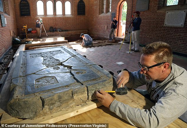 The tombstone, unearthed in the Chesapeake Bay region, was believed to be made of 