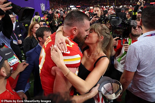 Kelce and Swift have been a public couple for a year, ever since Swift appeared at a Chicago Bears and Kansas City Chiefs game on Sept. 24, 2023.