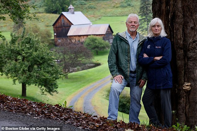 Neighbors Mike Doten and Amy Robb live at Sleepy Hollow Farm, whose picturesque view has attracted large crowds of tourists. The road has been closed to try to deal with the onslaught of pesky influencers.