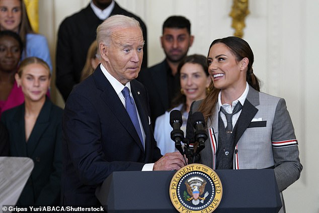 Biden greeted Ali Krieger, former member of Gotham FC and team ambassador