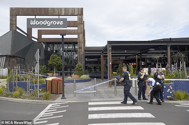 Police are pictured at the Woodgrove Mall on Tuesday