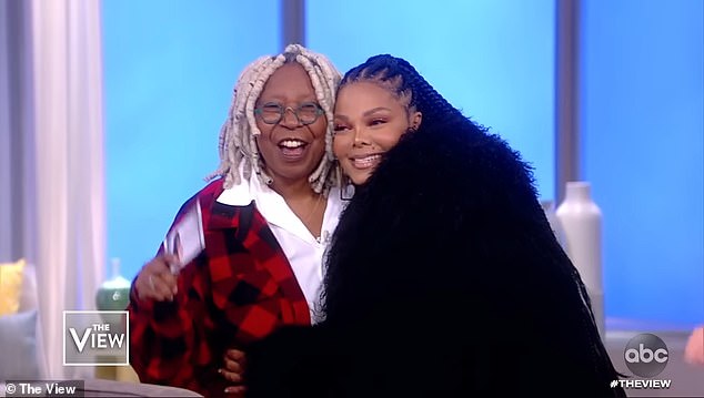 Whoopi pictured with Janet Jackson during an episode of The View in February 2020