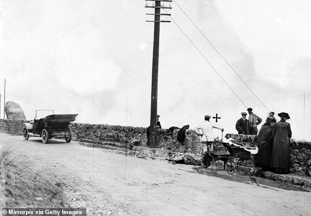 Pictured: The crash site in Conwy, North Wales, where Violet's car was found but she was nowhere to be seen.