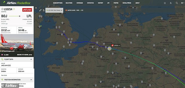 Jet2 flight LS3214 departed Burgas for the UK on the evening of 16 September.