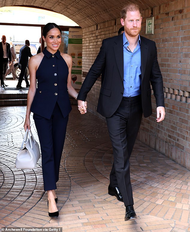 The Duke and Duchess of Sussex pictured on their visit to Colombia on August 15