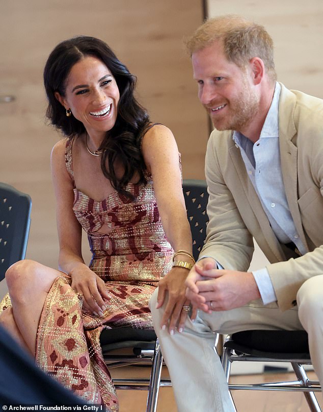 Meghan and Prince Harry are seen at the Delia Zapata National Arts Center during their tour of Columbia