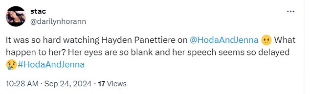 A viewer came to X and shared his concern, stating that Hayden's speech was 