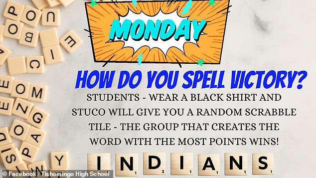 Last week, students had been asked to wear T-shirts emblazoned with random Scrabble letters for a spirit week activity. They were told that whoever could form the word with the most dots would win, which paved the way for the students' prank.