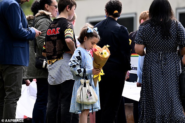 Family and friends have gathered in the Blue Mountains west of Sydney to pay their respects to two children allegedly murdered by their mother earlier this month.