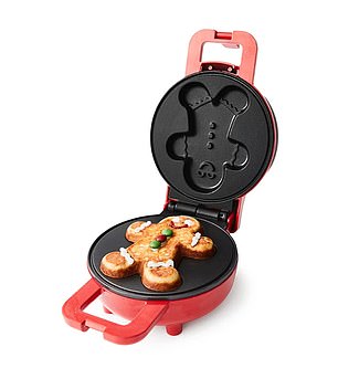 Mini waffle maker in the shape of a gingerbread man