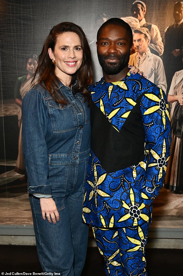 The British-American actress rubbed shoulders with the star of the night, David Oyelowo, who plays Coriolanus in Lyndsey Turner's thrilling new production of the Shakespeare tragedy.