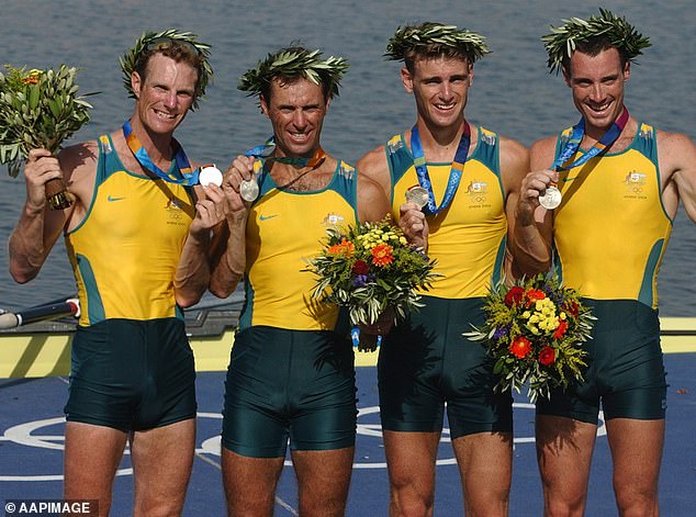 The Australian Olympic silver medallist (second from left) pleaded guilty to assault in court.