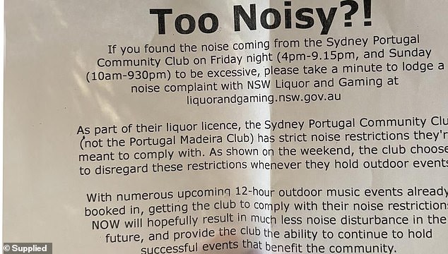 Someone put flyers (pictured) in local mailboxes complaining that the club was 