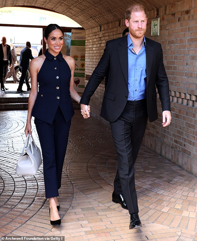 The Duke and Duchess of Sussex, who stepped down as working royals in 2020, pictured on their visit to Colombia on August 15