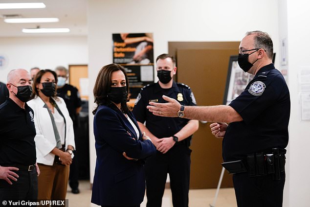 Vice President visits the screening area for asylum seekers entering Mexico, the secondary processing area for migrants, and the open-air vehicle screening area used to inspect vehicles crossing the border for illicit goods or activities during her 2021 trip