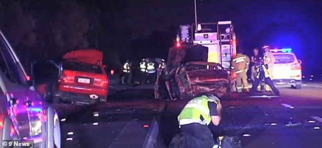 The 18-year-old crashed into a car on the side of a Gold Coast road (pictured)