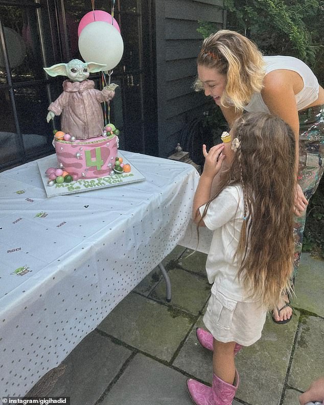 Last Thursday, Gigi hosted a Baby Yoda-themed fourth birthday party for her daughter Khai.