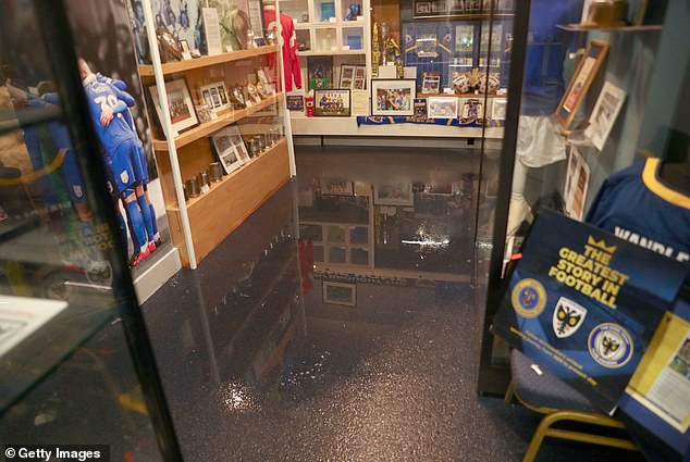 In addition to damage to the pitch, the club shop and museum were also affected by the flooding.