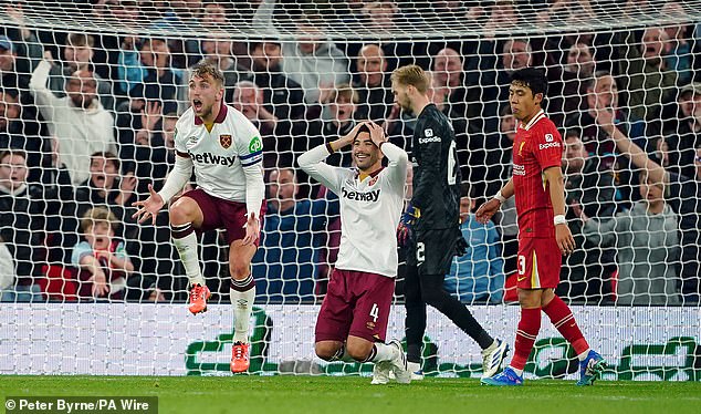 West Ham were knocked out of the Carabao Cup after suffering a dismal 5-1 defeat to the Reds