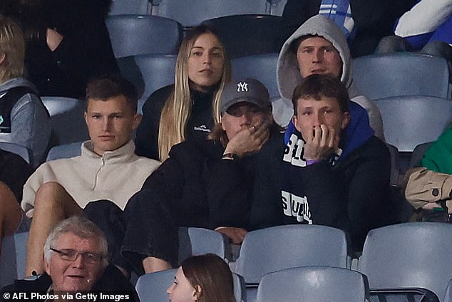 Reid looked rather nervous at times and was seen biting his nails as Duursma's team were beaten by the Kangaroos.