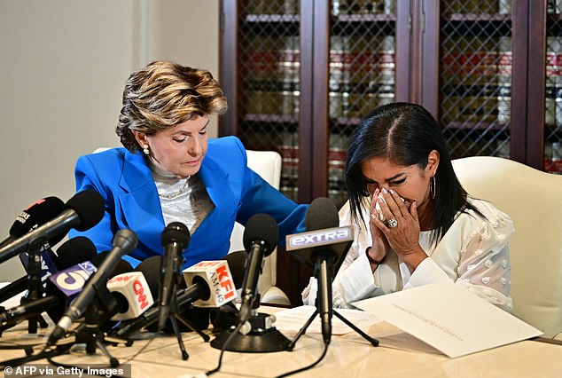 Thalia Graves became emotional during a press conference at her attorney Gloria Allred's law office in Los Angeles on September 24, 2024. She claims she has suffered for years from the trauma of alleged rape by Diddy and sexual assault by Sherman.