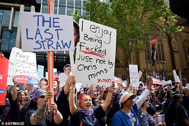 Many nurses were personal and rude to NSW Premier Chris Minns (pictured)