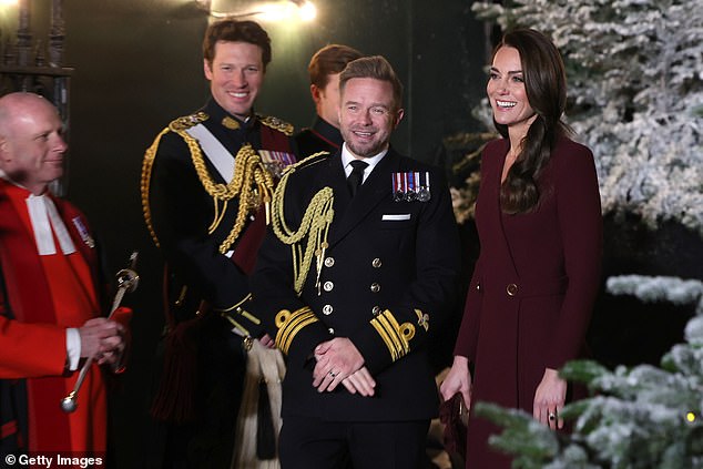 Lieutenant Commander Robert Dixon with The Princess of Wales at the carol service at Westminster Abbey in 2022