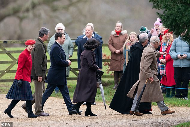 Vice Admiral Sir Timothy Laurence with his wife Princess Anne and other members of the royal family attended the Christmas Day service at Sandringham last year.