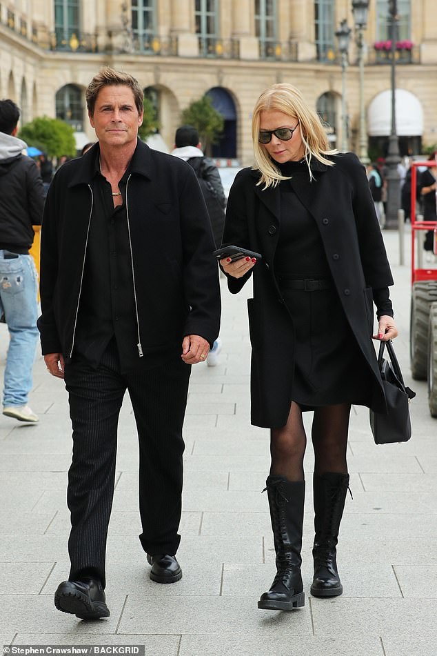 The 60-year-old American actor cut a casual figure as he left the Ritz with his wife Sheryl Berkoff.