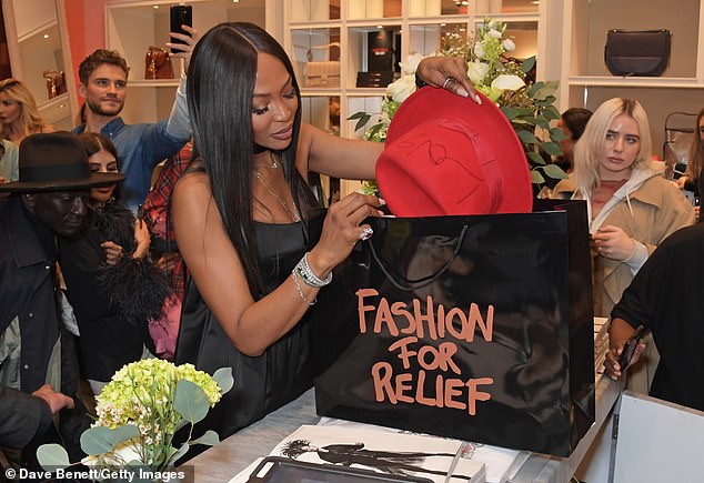 Naomi Campbell helped launch a Fashion For Relief pop-up store at Westfield London in November 2019